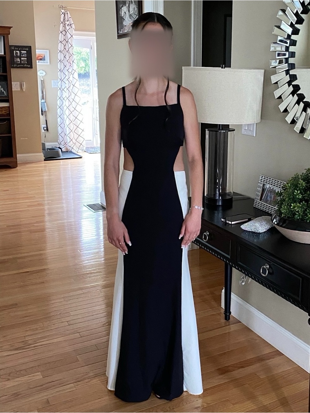 JVN by Jovani Black White Colorblock Cutout Prom Dress Size 0